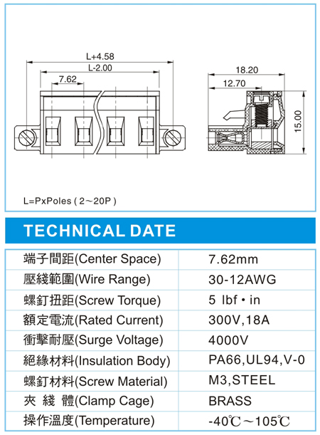 复合式接线端子,CDP 2.5-XX-7.62-00F(300V,18A)尺寸图